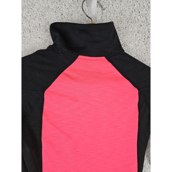 Under Armour Coldgear 1/4 Zip Jacket Womens Small Fitted Pink & Black Thumbholes - Picture 11 of 13